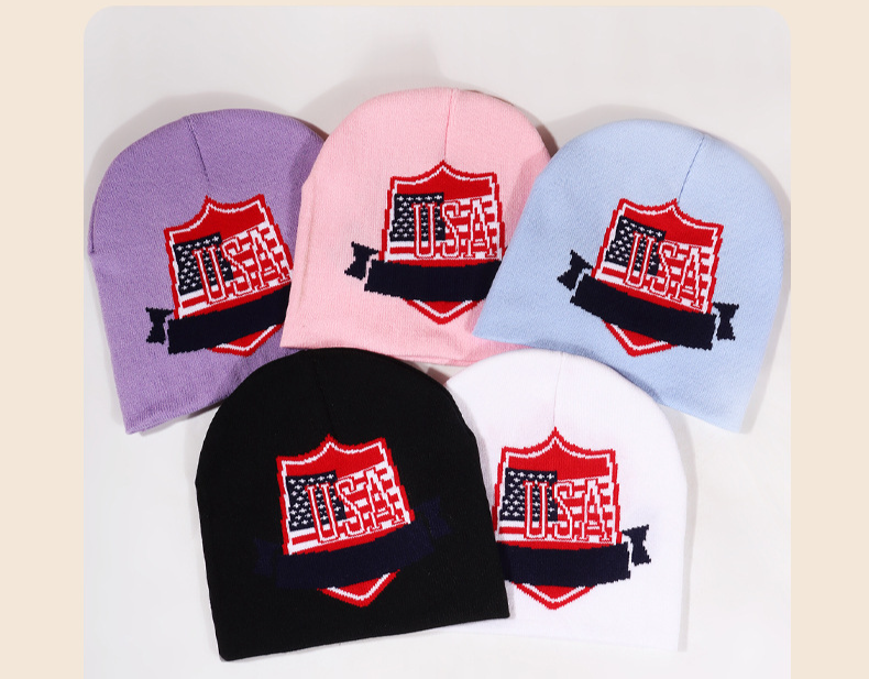 Unisex Flag shield jacquard knit cap simple_voghion.com