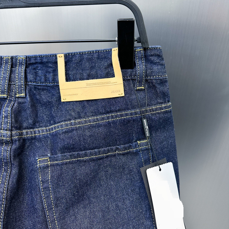Ropa para hombre Primavera nuevos pantalones vaqueros lavados azul marino para hombre, pantalones vaqueros casuales sencillos de moda cónicos_voghion.com