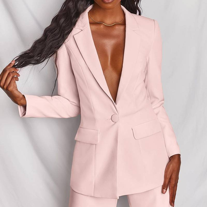 Costum de afaceri cu temperament la modă pentru femei, culoare solidă, nou, pantaloni de costum senior_voghion.com