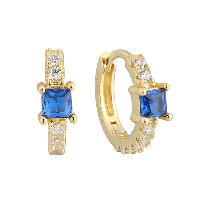 Orecchini in argento sterling S925 con intarsi blu e zirconi opali. Orecchini blu super belli e scintillanti, per dormire senza toglierli._voghion.com