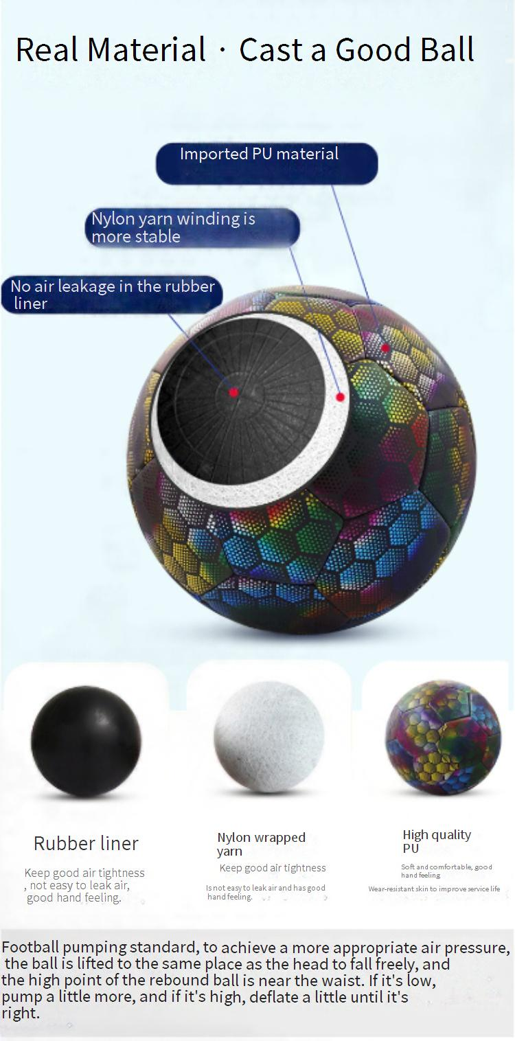 Balones de fútbol de PU reflectantes y brillantes de primera calidad, tallas 3/4/5, Hine Ed, para niños, adolescentes y entrenamiento escolar._voghion.com