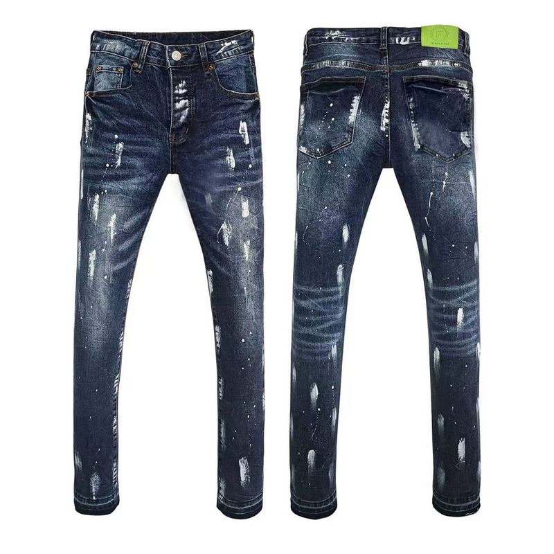 Bedst sælgende Ripped Herrejeans, Små Fod, Elastiske Forårs- og Sommer Herrelange Bukser Med Håndmalede Trykte_voghion.com