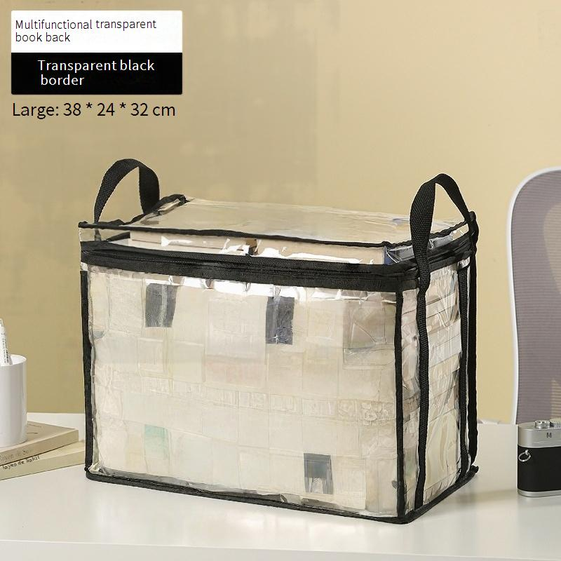 Kids' Cartoon Storage Bag - Large Capacity Book & Toy Organizer For Classroom Desk (Transparent Front Handles School Supplies Holder)_voghion.com