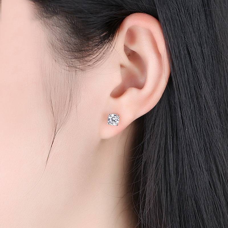 Ensemble de 6 paires de boucles d'oreilles à tige en zircone cubique pour femme, élégantes, à sertir à griffes, à coupe ronde géométrique, hypoallergéniques, pour un usage quotidien. Ensemble de boucles d'oreilles en zircone cubique et diamant rond._voghion.com