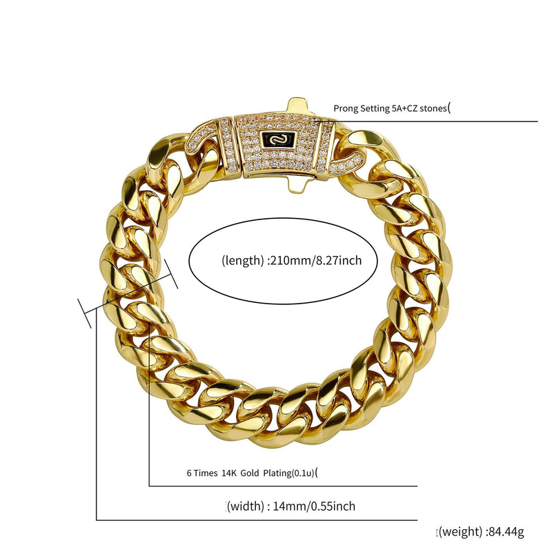 Sieraden voor heren en dames, roestvrijstalen Cubaanse schakelketting, titaniumstaal, hiphopstijl, dikke ketting, gegalvaniseerd, kleurvast, maten 7-11_voghion.com
