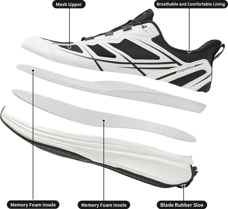 Uupalee Freihändige Schuhe für Herren, bequeme Slipper, Schwarz-Weiß-Schnürung für einfachen Komfort und stressfreies Gleiten, Einlegesohlen für Schuhe, Sneaker_voghion.com