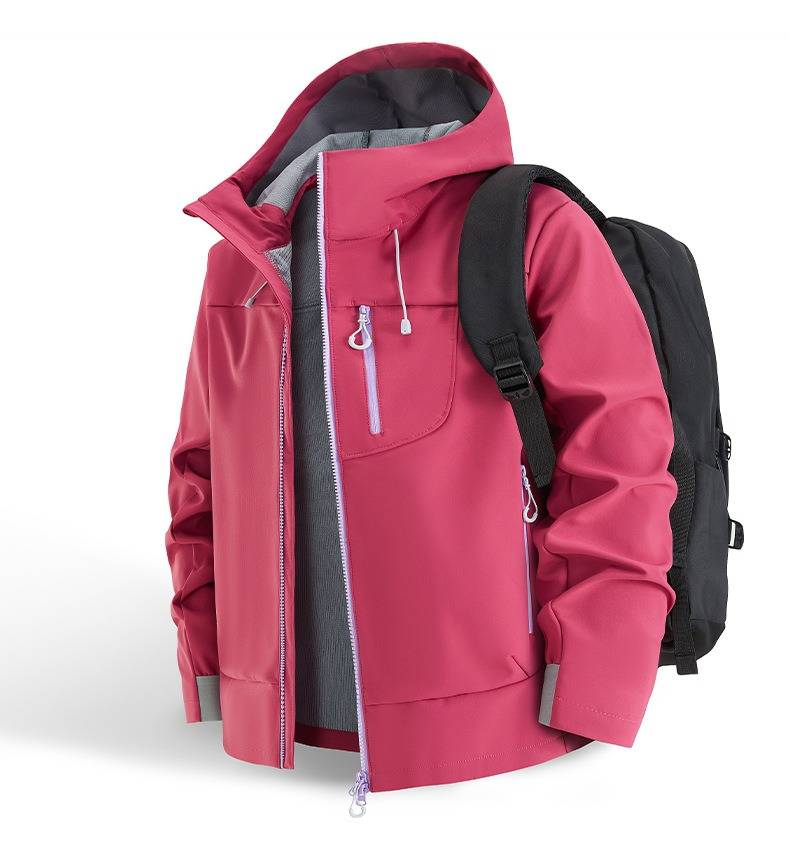 Giacca softshell unisex con cappuccio – Giacca a vento impermeabile 3 in 1 in stile americano con fodera in pile e tasche oversize per escursionismo e uso quotidiano_voghion.com