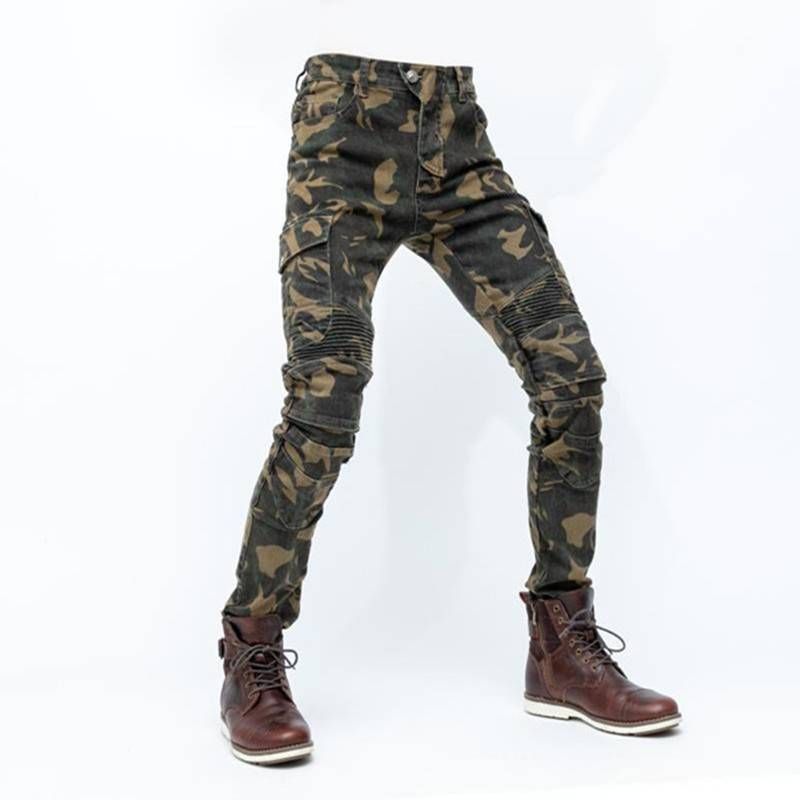 Jeans da motociclista mimetici da uomo e da donna - Pantaloni da motociclista con armatura CE e protezione migliorata per le ginocchia per moto da strada e fuoristrada_voghion.com