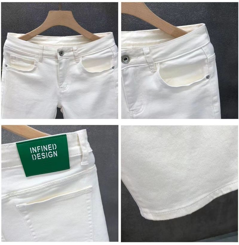 Capris in denim alla moda e alla moda da uomo, pantaloncini casual sottili ed elasticizzati estivi, pantaloncini traspiranti versatili in tinta unita per uomo_voghion.com