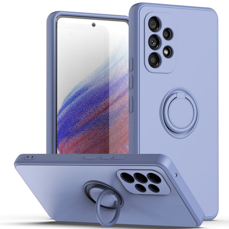 Stand Ring Holder Strap Case For Samsung Galaxy S22 S21 FE Note20 Ultra A73 A53 A33 A23 A13 5G A32 A52 A72 Liquid Silicone Cover_voghion.com