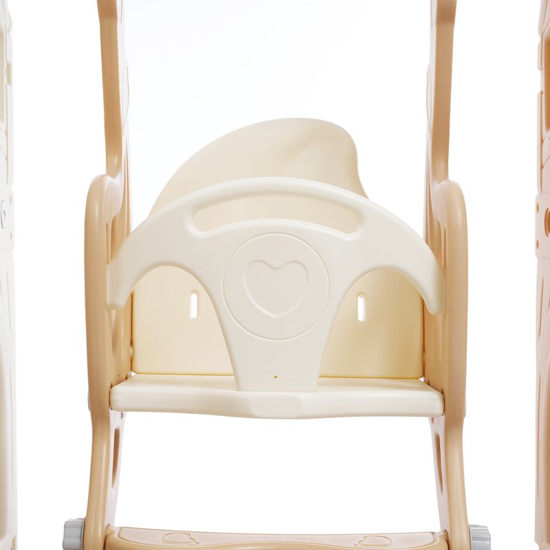 Ensemble de toboggan 5 en 1 pour enfants avec balançoire, structure d'escalade, espace de rangement, panier de basket, toboggan intérieur et balançoire_voghion.com