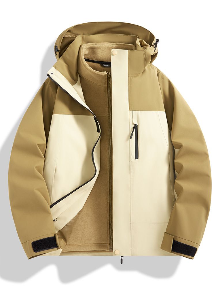 Outdoor God Men 3-in-1 Abnehmbare Starkregen Wasserdichte Wanderjacke Klettern Reisen Tibet Coat Damen_voghion.com