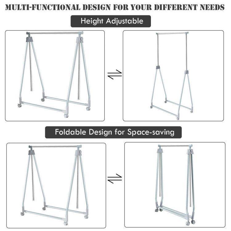 Extendable Foldable Heavy Duty Clothing Rack with Hanging Rod_voghion.com