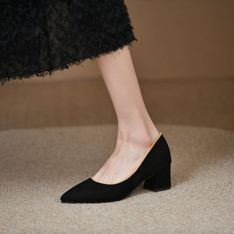 2024 Nuove scarpe da lavoro comode per le donne, scarpe eleganti semplici e basse per il pendolarismo con fodera in pile, moda calda_voghion.com