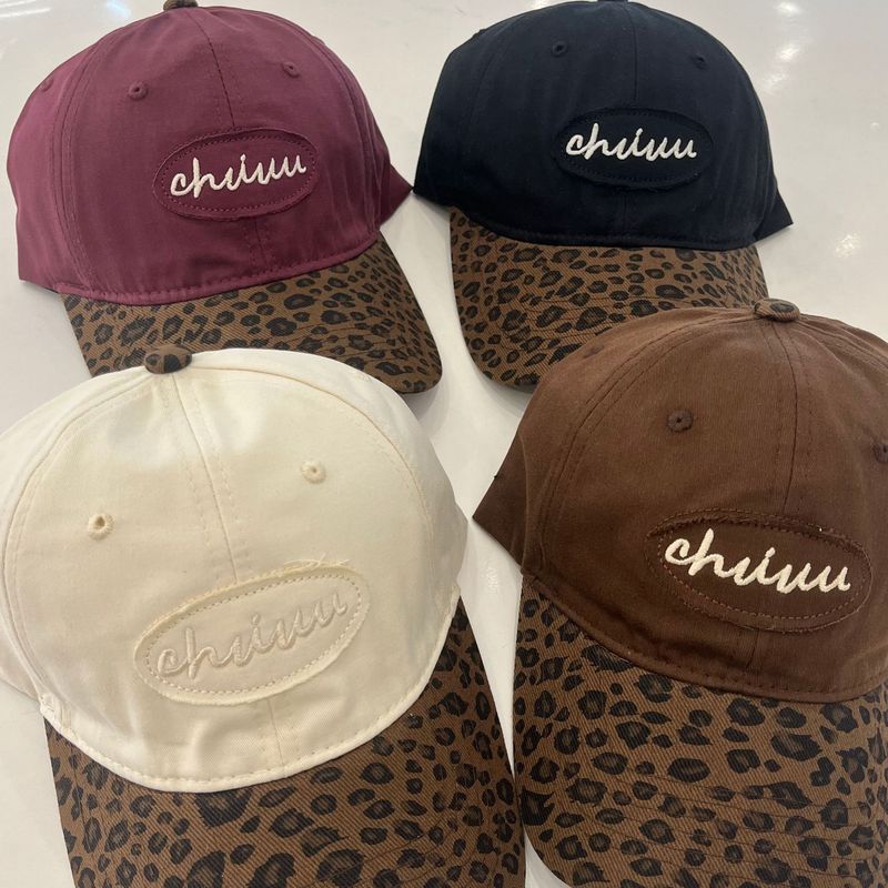 Fashion Leopard Print Brim Patchwork Baseball Unisex Summer Korean Version Trendy Brand Letter Embroidery Duckbill Cap_voghion.com