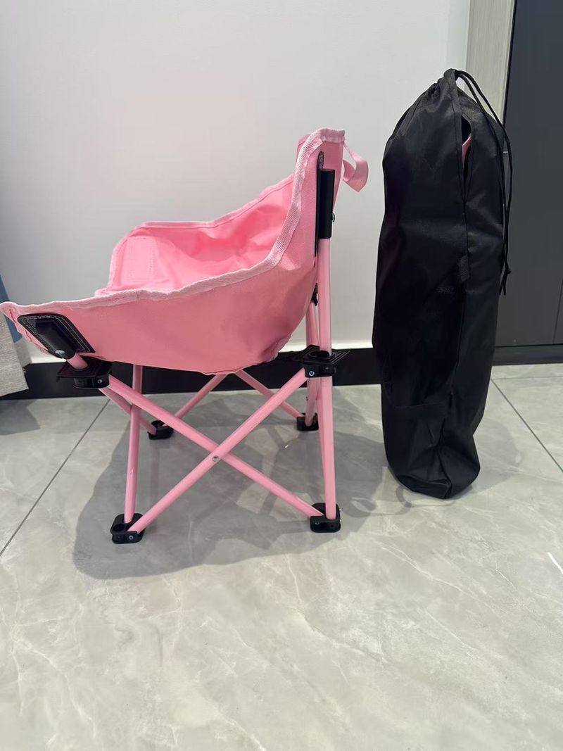 Outdoor Camping Moon Pink Picnic Art Student Folding Heavy Duty Stall Chair_voghion.com