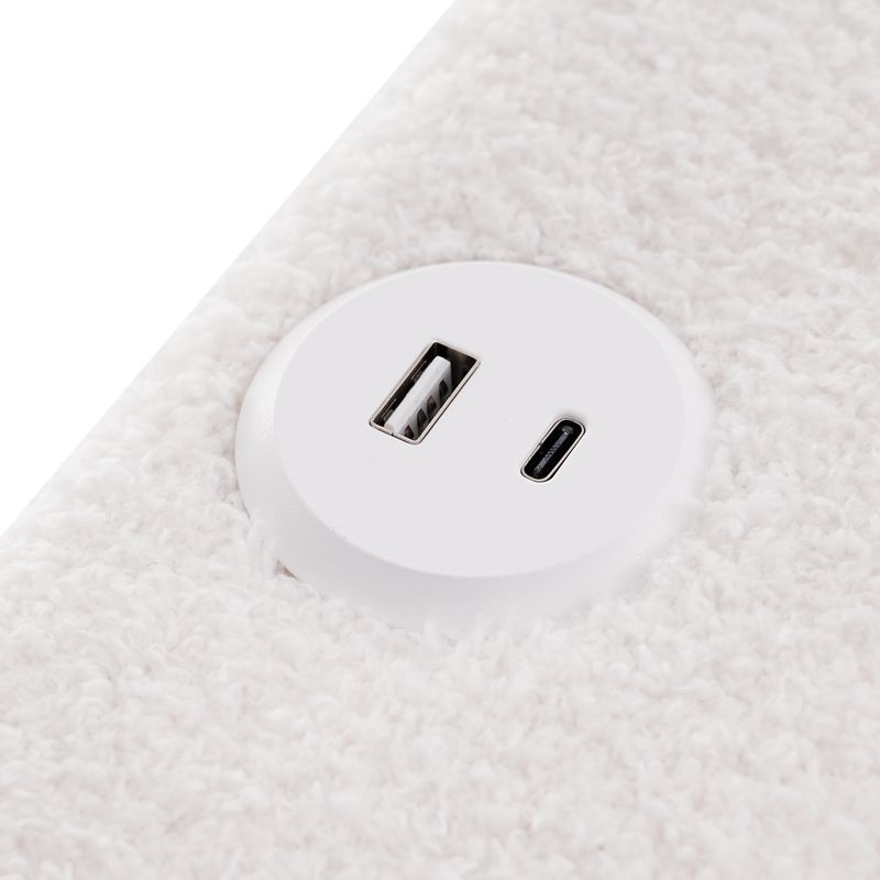 Polsterbett 140x200cm Con USB-C, LED, Copertina flessibile, Sherpa-Weiß_voghion.com