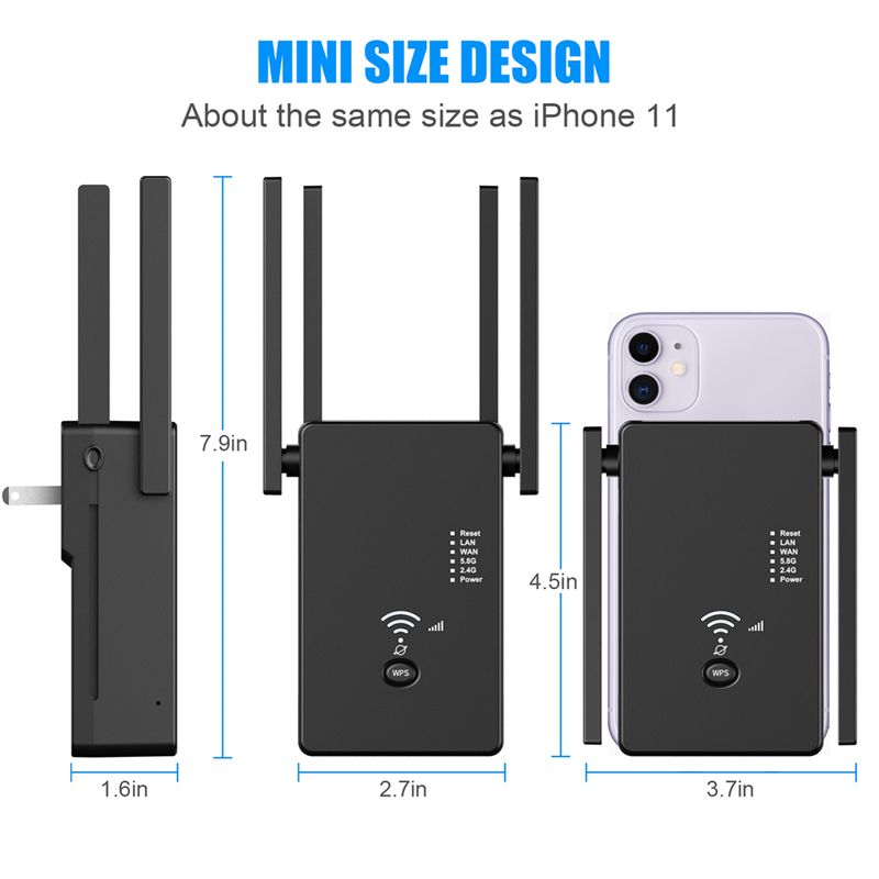 5Ghz bezvadu WiFi atkārtotājs 1200Mbps maršrutētājs Wifi pastiprinātājs 2.4G Wifi liela diapazona paplašinātājs 5G Wi-Fi signāla pastiprinātājs atkārtotājs Wifi_voghion.com