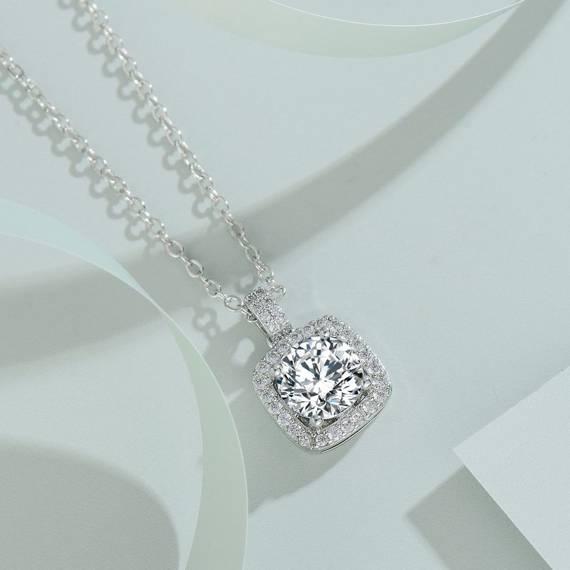 Super Sparkling Square Necklace, Female Elegance, Small and High end, 2024 New Summer Instagram Collar Chain, Zircon_voghion.com