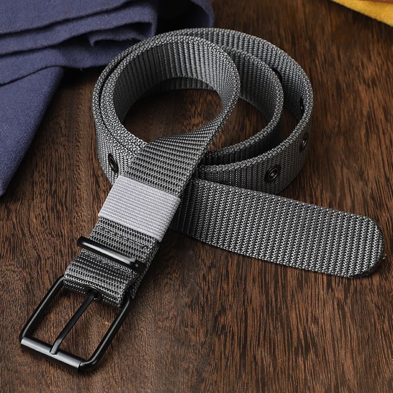HOT Perforated canvas men's needle buckle student youth Korean version, versatile jeans belt, military training, extende_voghion.com