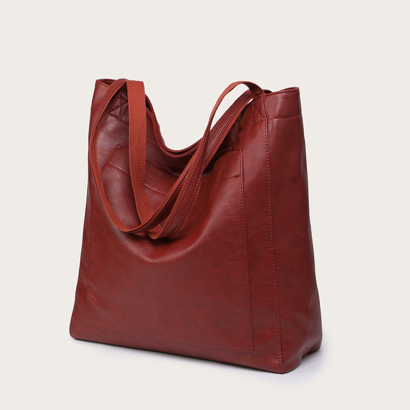 Pocket Women's Soft Handheld One Shoulder Oil and Wax Leather Large Capacity Fashion New Tote Bag_voghion.com