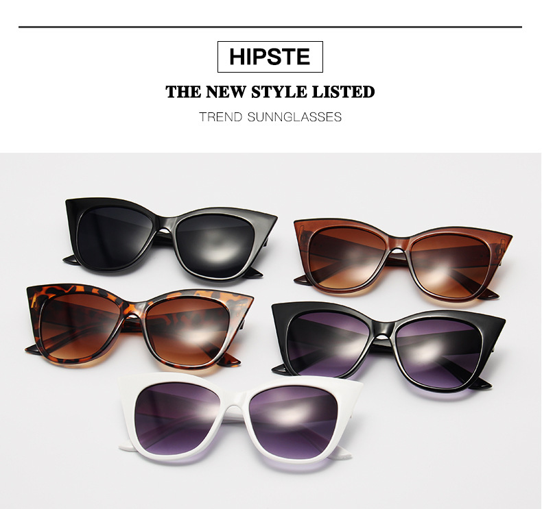1pcs New Cat Eye Sunglasses Woman Fashion Big Frame Cat Sun Glasses Female Retro Shades UV400 Black White Color Oculos De Sol_voghion.com