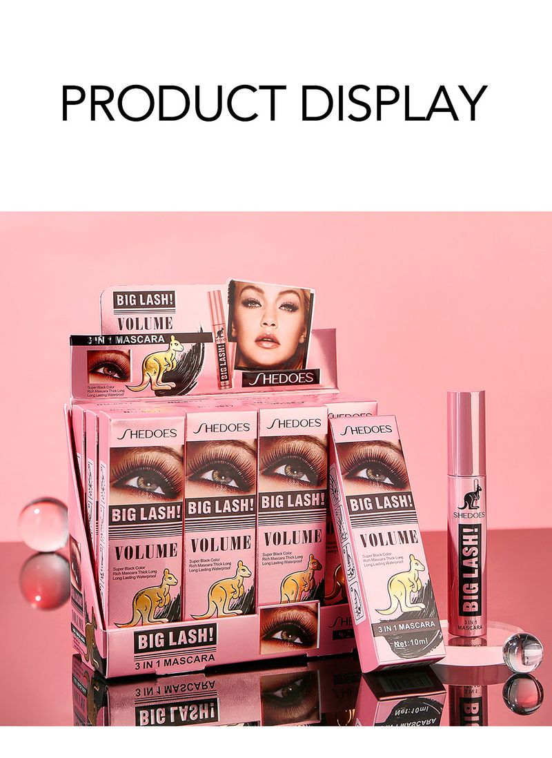SHEDOES Kangaroo Mascara, wasserfest, verdickend, verlängernd, kräuselnd, langanhaltend, große Augen, 4D-Mascara_voghion.com