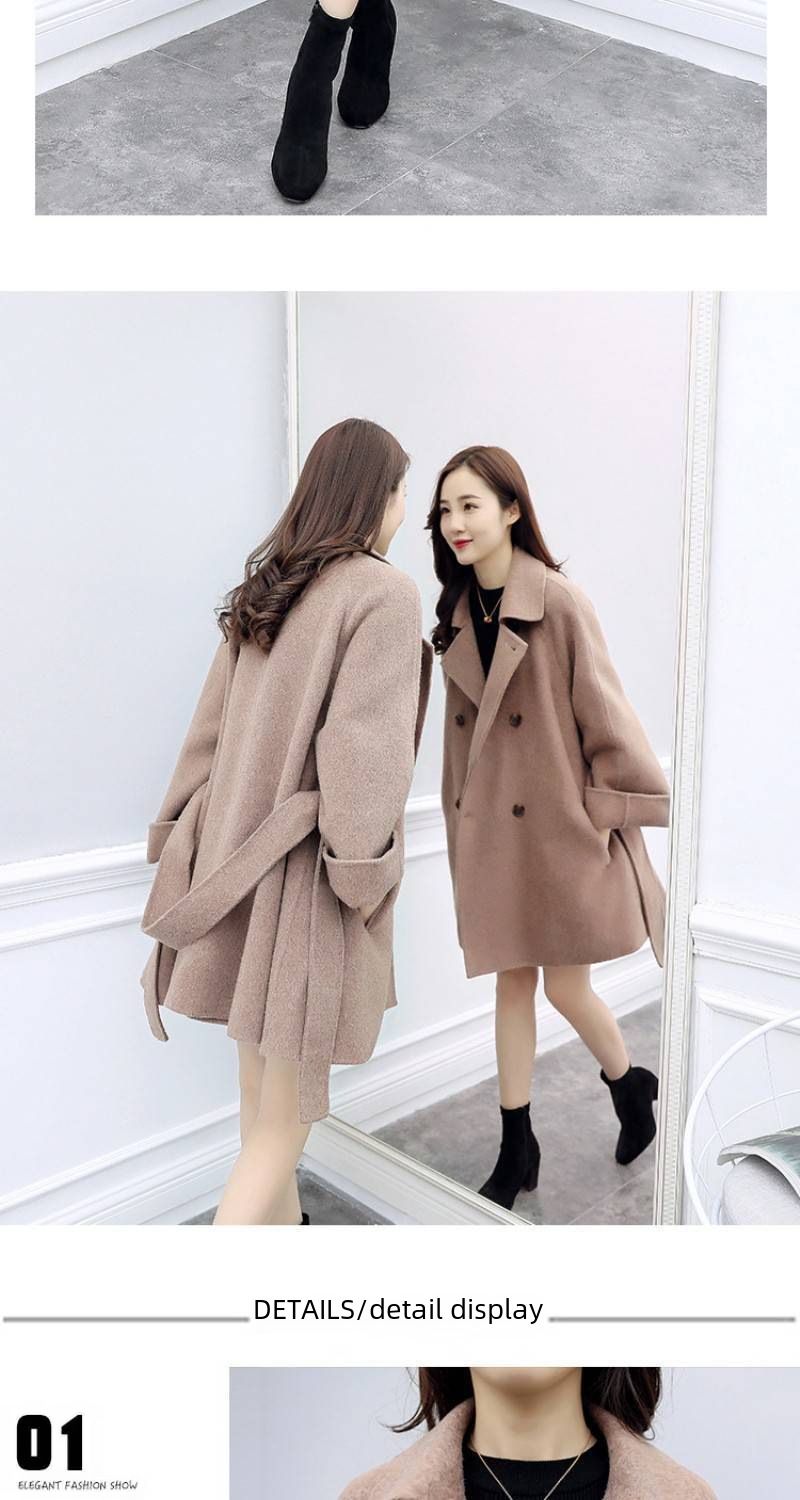 New women's camel two-piece woolen coat fashion woolen skirt suit_voghion.com