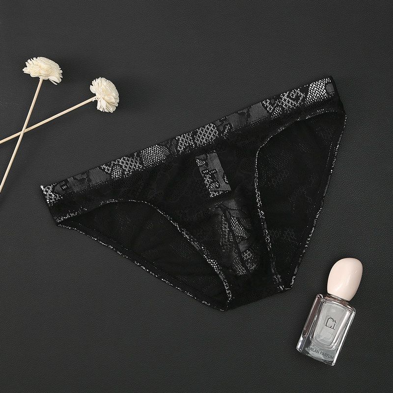 Herrenunterwäsche aus Spitze, transparente Unterwäsche mit niedriger Taille, sexy, atmungsaktive Slips aus Eisseide_voghion.com