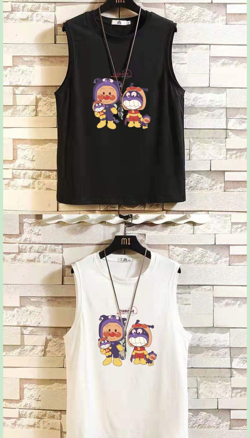 Top Set: Superman Sleeveless Men's Summer Vest, Shoulder T-shirt, Casual Sports Five Part Pants, Two Piece Set, 12_voghion.com