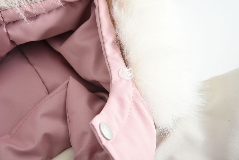 Ropa para niños Invierno nuevo estilo cuello de piel grande color a juego traje de esquí fino mono traje de gateo para bebé_voghion.com
