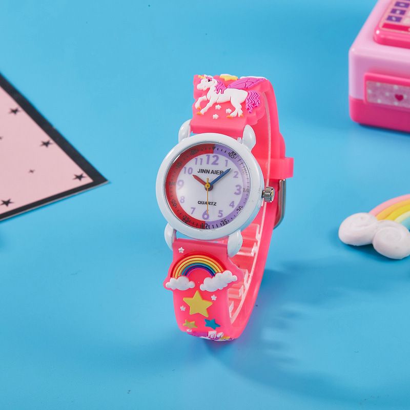 Mother & Kids Primary School Students Waterproof Children's Watch Quartz Cartoon Only Watch Time Recognize Words Children's Silicone Watch_voghion.com