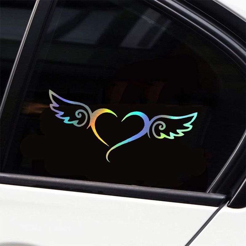 car stickers heart shaped angel wings personality creative car window glass decoration stickers laptop ipad_voghion.com