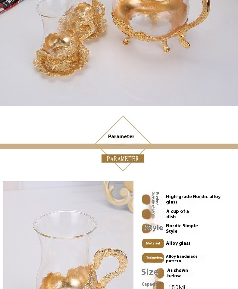 Europäischer Stil Kaffee Damen Glas Wasser Luxuriöses Kreativset Hochwertige isolierte Untertasse Teetasse Einfache Tasse_voghion.com