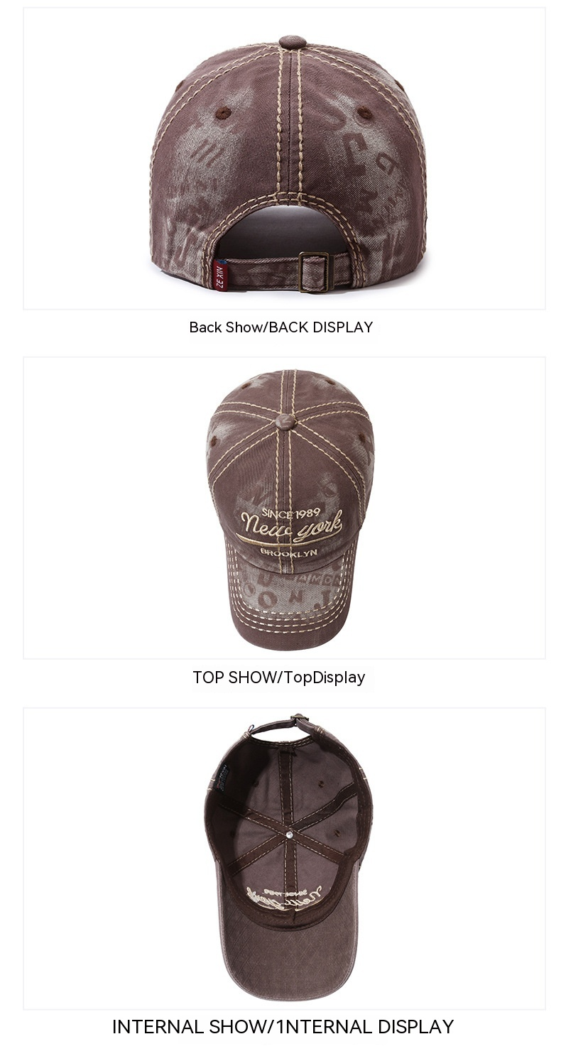 Modische, trendige Baseballkappe, gewaschene, bestickte Schirmmütze, großer Kopfumfang, verstellbare Baseballkappe, Outdoor-Sport-Visier für Herren_voghion.com