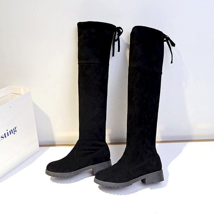 Stivali da donna autunno e inverno Nuovo Stivali lunghi sopra il ginocchio con tacco medio smerigliato snelli, stivali Martin da donna con tacco spesso abbinabili_voghion.com