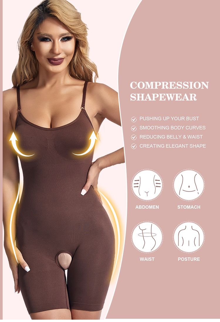 Posparum Bauchformender Bodysui Bu Lif Wais Cincher Nahtloses Plus Size Camisole Boxer Shorts Offener Schritt_voghion.com