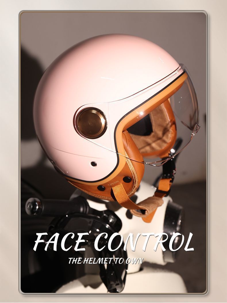 Retro Motorradhelm Männer a Fraen elektresch Pedal Hallefschutz 3/4 Hallefhelm Véier Saisone Bluetooth_voghion.com