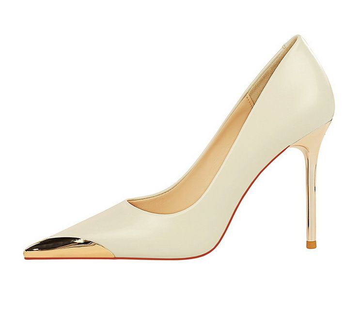 Kõrged kontsad Õhukesed kontsad Madalad metallist teravate kontsadega kingad naistele_voghion.com