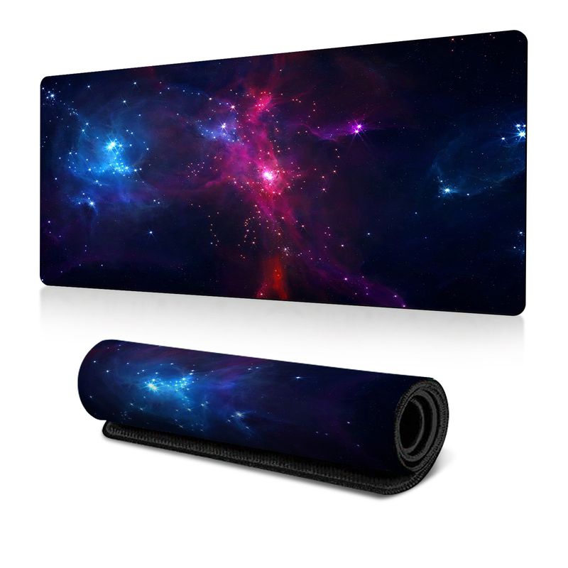 Tappetino per mouse antiscivolo con trasferimento termico, bordo antisporco, oversize, per scrivania da ufficio, con mappa del cielo stellato dell'universo esplosivo_voghion.com