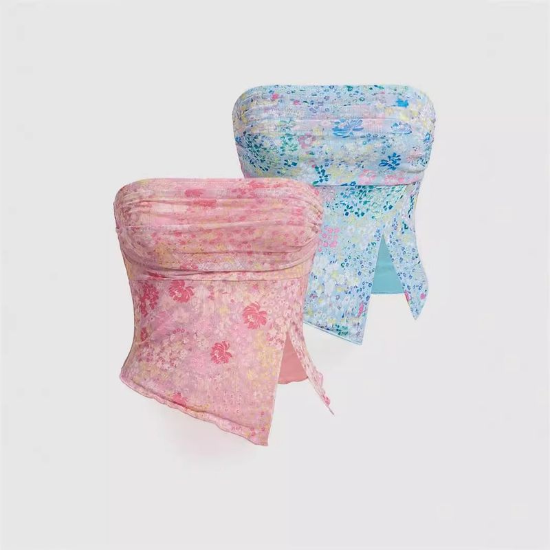 Women’s Clothing Two Color Two Piece Suit Street Sweet Girl Chest Wrap Fashion All Match_voghion.com