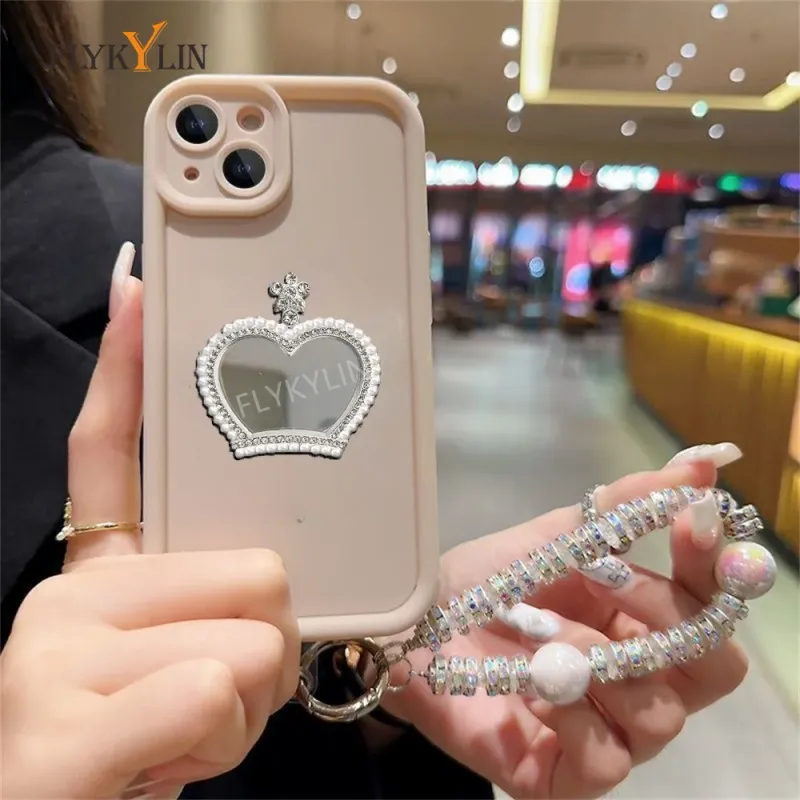 Luxury Stylish Crown Mirror Phone Case For Huawei Nova 13 12 11 10 9 8 Pro 11i 12i 5t Y70 Plus Soft Silicone With Bracelet_voghion.com