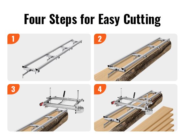 VEVOR Rail Mill Guide System, 9 ft Milling Guide, 4 Crossbar Kits Chainsaw Mill Rail Guide, Aluminum Adjustable Saw Mill Rail System Work with Chainsa_voghion.com