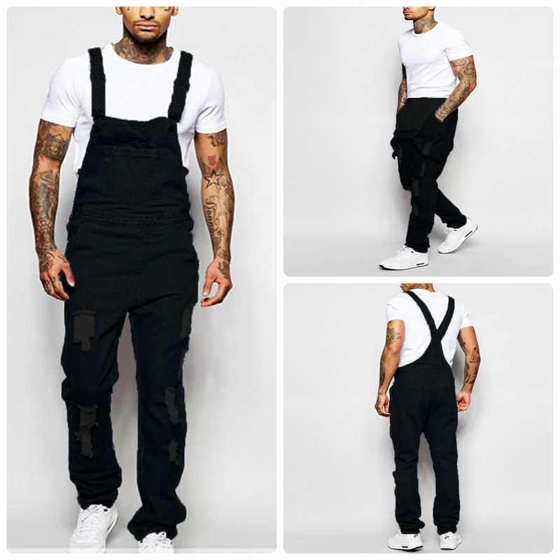 Men's Distressed Denim Romper - Edgy One-Piece Jumpsuit | Streetwear Fashion_voghion.com