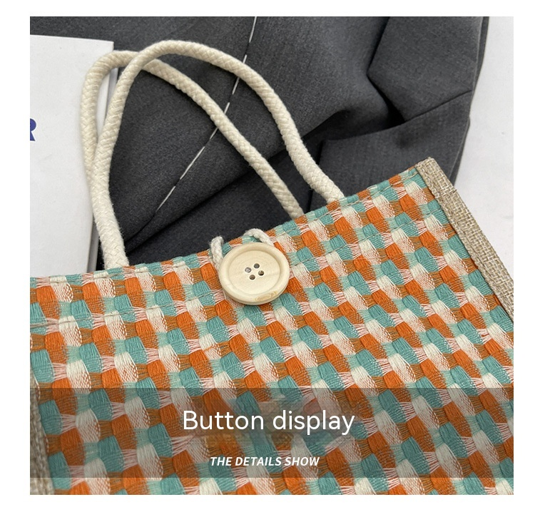 Nuova borsa di lino portatile versatile di vendita calda Borsa da regalo di accompagnamento in lino da donna Borsa a tracolla piccola portatile in lino giallo_voghion.com