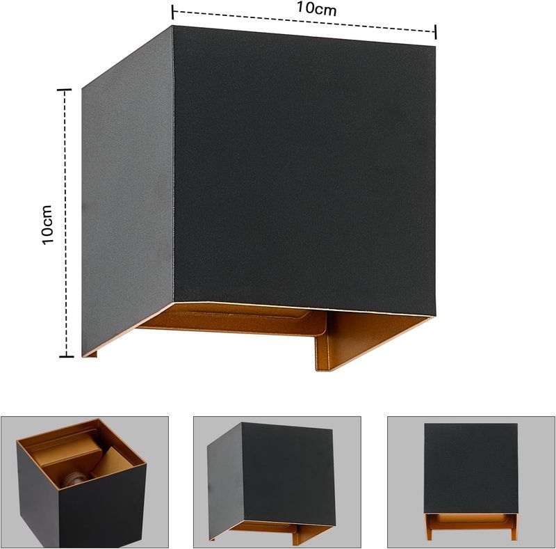 Glitzerlife LED Wandleuchte Innen Wandlampe - 2ER Außenwandleuchten G9 3000K Warmweiß Schwarz Gold Wandbeleuchtung Aussen Aussenlampe Up Down IP65_voghion.com