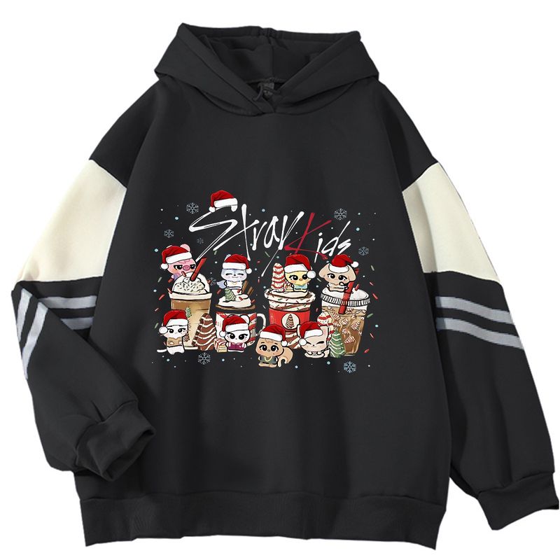 2025 New SKZ Stray Kids Q Version Cartoon Fashion Loose Plus Size Color-Block Hooded Sweatshirt Jacket_voghion.com