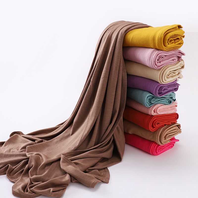 Foulards pour femme en jersey de coton mercerisé, foulard pratique, tendance et chaud, couleur unie, fabriqué en Malaisie_voghion.com