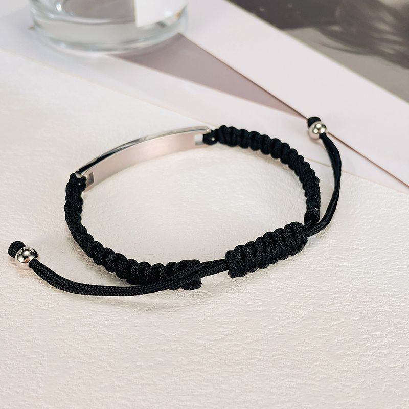 Braccialetto alla moda per uomo e donna, in acciaio inossidabile, personalità semplice, tutto abbinato, superficie liscia, incisione, coppia, gioielli in acciaio al titanio._voghion.com