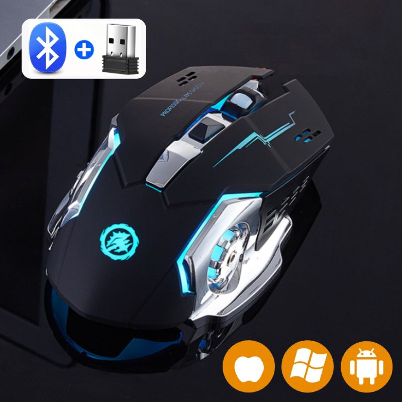 Drahtlose Drahtlose Maus Gaming Computer Stille Bluetooth Maus 2,4G USB Mechanische Hintergrundbeleuchtung PC Gamer Maus Für Computer_voghion.com